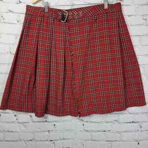 Vintage‎ Y2K Lip Service Kilt Mens 36W 22L Red Tartan Plaid Goth Punk Flaw-Hole